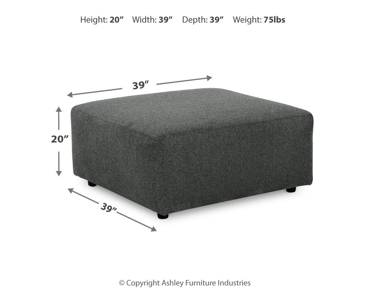 Ashley Furniture - Edenfield Oversized Ottoman - Charcoal - Dark Gray Fabric - Ottomans - Additional View 4