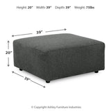 Ashley Furniture - Edenfield Oversized Ottoman - Charcoal - Dark Gray Fabric - Ottomans - Additional View 4