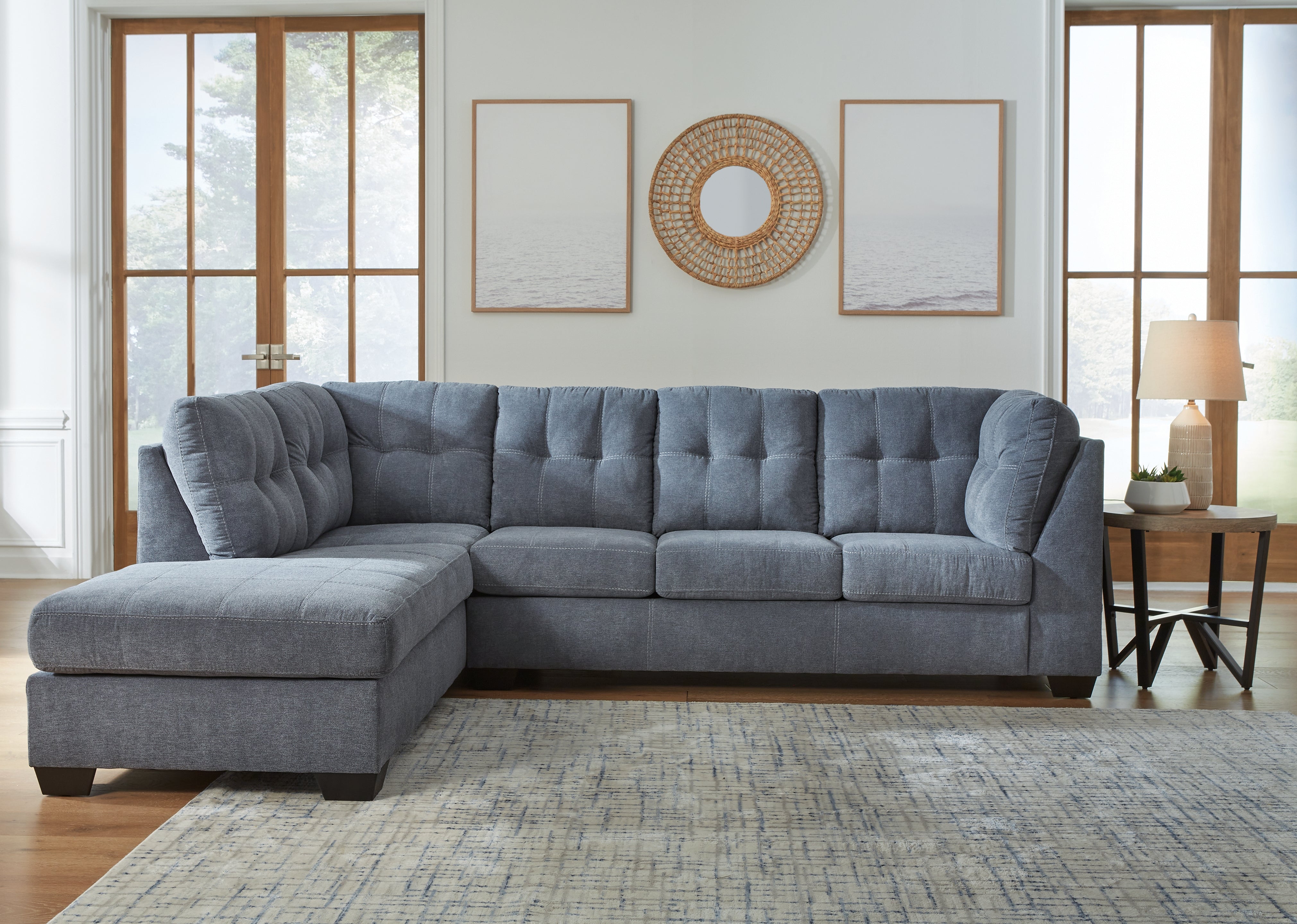 Ashley Furniture - Marrelton 2 Piece Sectional - Denim - Blue Fabric - Sectionals - Additional View 3