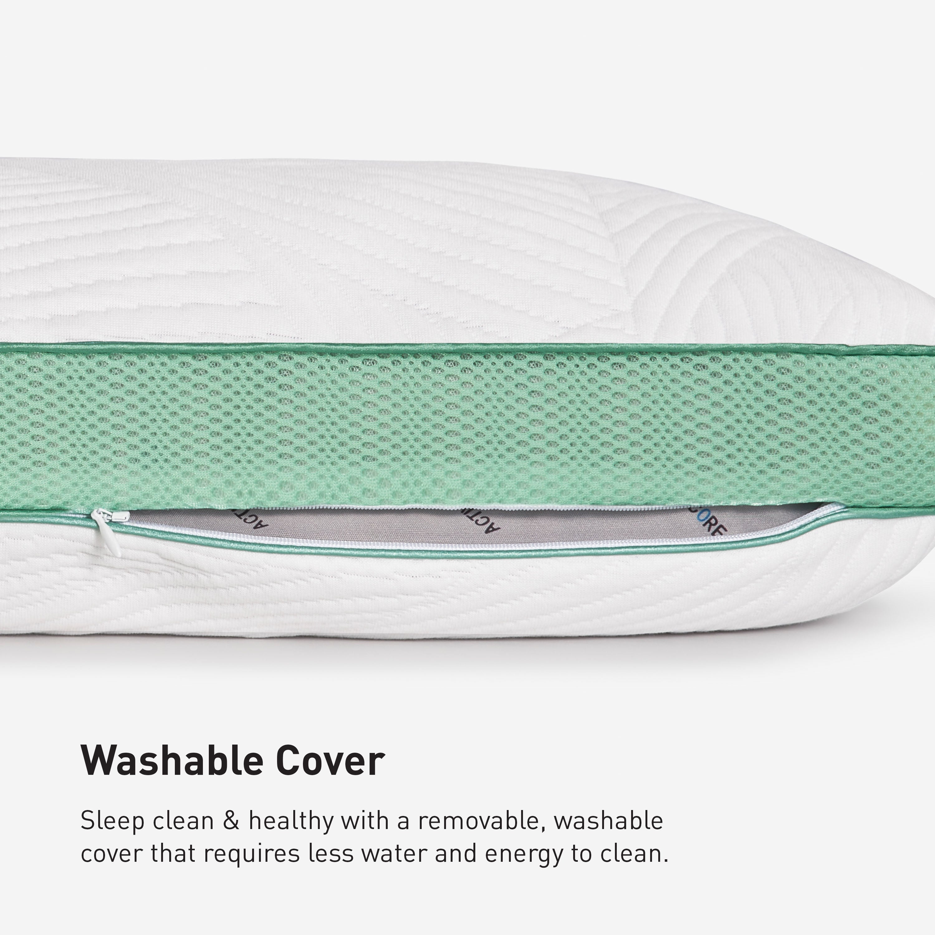Bedgear - Level Transition 1.0 Stomach Sleeper Pillow - White|Green Fabric - Pillows - Additional View 4