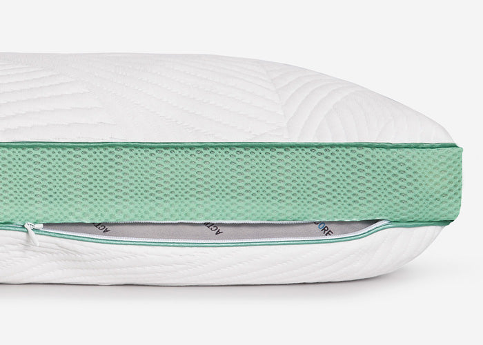 Bedgear - Level Transition 1.0 Stomach Sleeper Pillow - White|Green Fabric - Pillows - Additional View 10