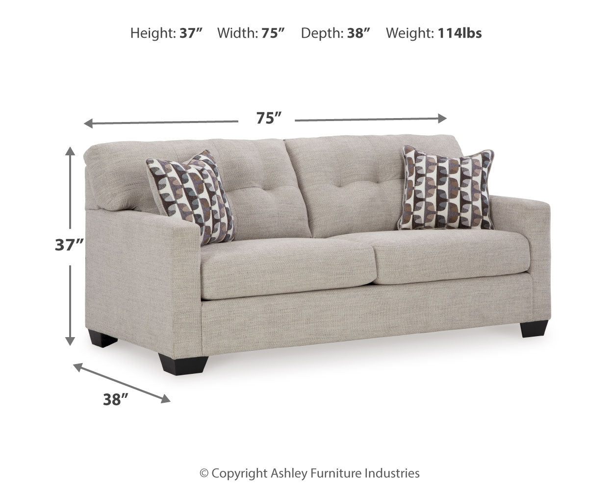 Ashley Furniture - Mahoney Sofa - Pebble - Pearl Silver Fabric - Sofas - Additional View 3