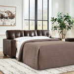 Ashley Furniture - Santorine Queen Sofa Sleeper - Dark Brown - Leather Match - Sofas - Additional View 1