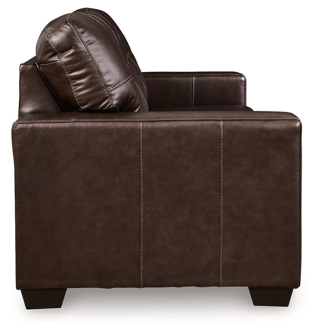 Ashley Furniture - Santorine Queen Sofa Sleeper - Dark Brown - Leather Match - Sofas - Additional View 3