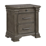 Elements International - KINGS COURT GREY NIGHTSTAND - Dark Gray Wood - Nightstands