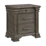 Elements International - KINGS COURT GREY NIGHTSTAND - Dark Gray Wood - Nightstands