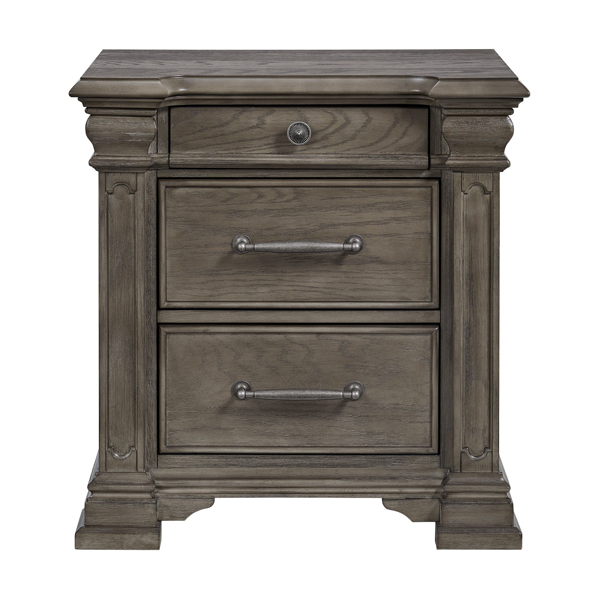 Elements International - KINGS COURT GREY NIGHTSTAND - Dark Gray Wood - Nightstands - Additional View 1