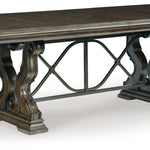Ashley Furniture - MAYLEE TABLE TOP AND BASE - Dark Brown Wood - Tables