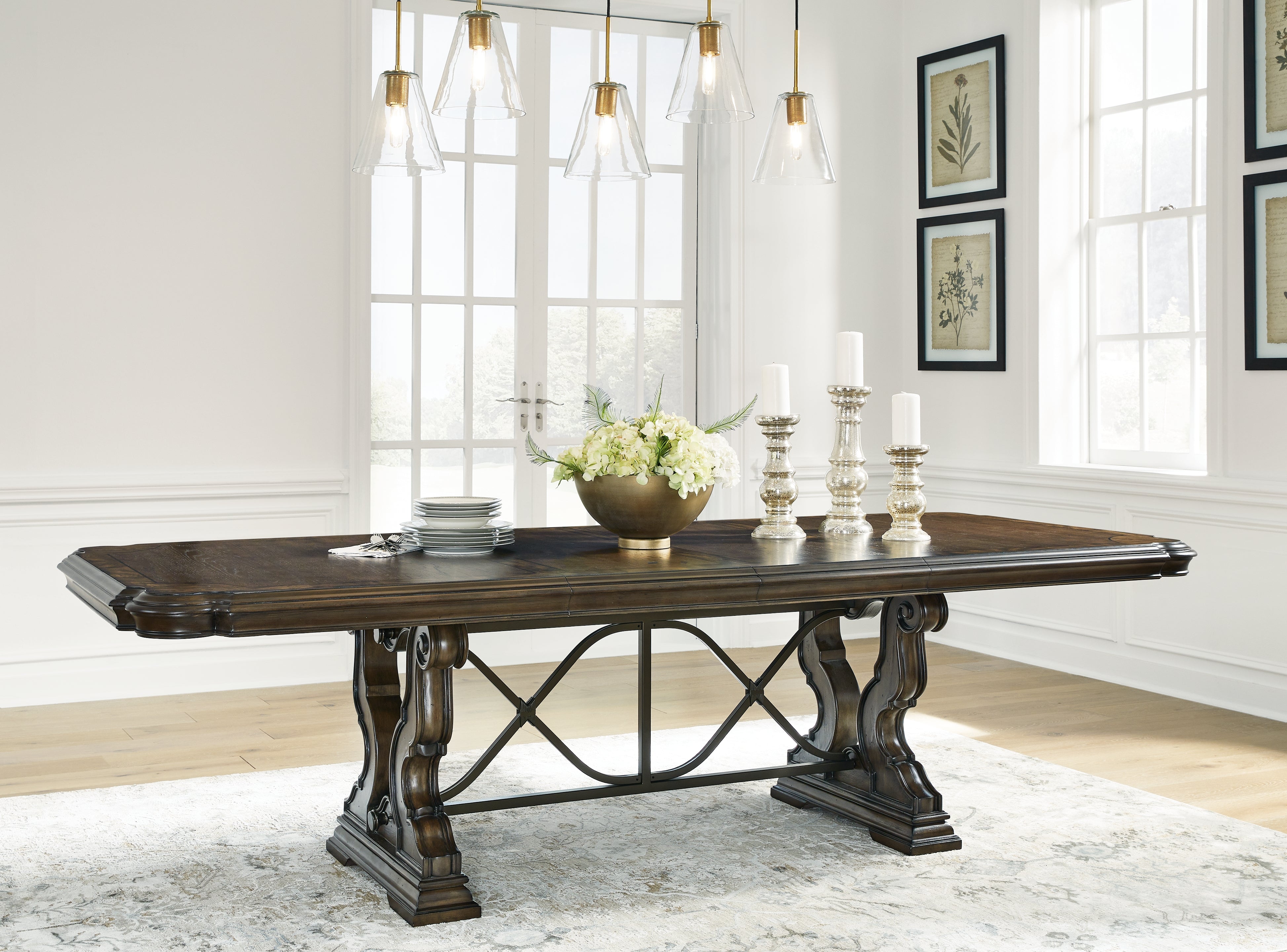 Ashley Furniture - MAYLEE TABLE TOP AND BASE - Dark Brown Wood - Tables - Additional View 1