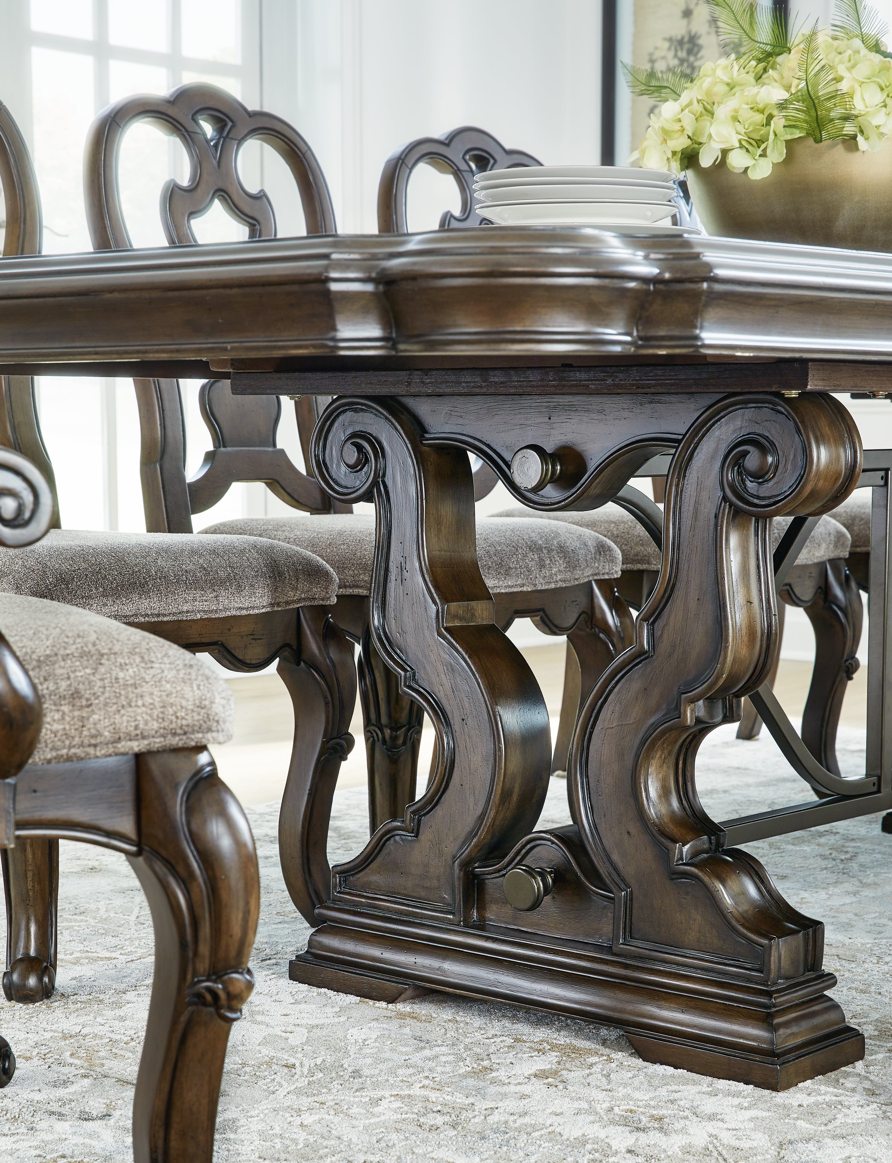 Ashley Furniture - MAYLEE TABLE TOP AND BASE - Dark Brown Wood - Tables - Additional View 8