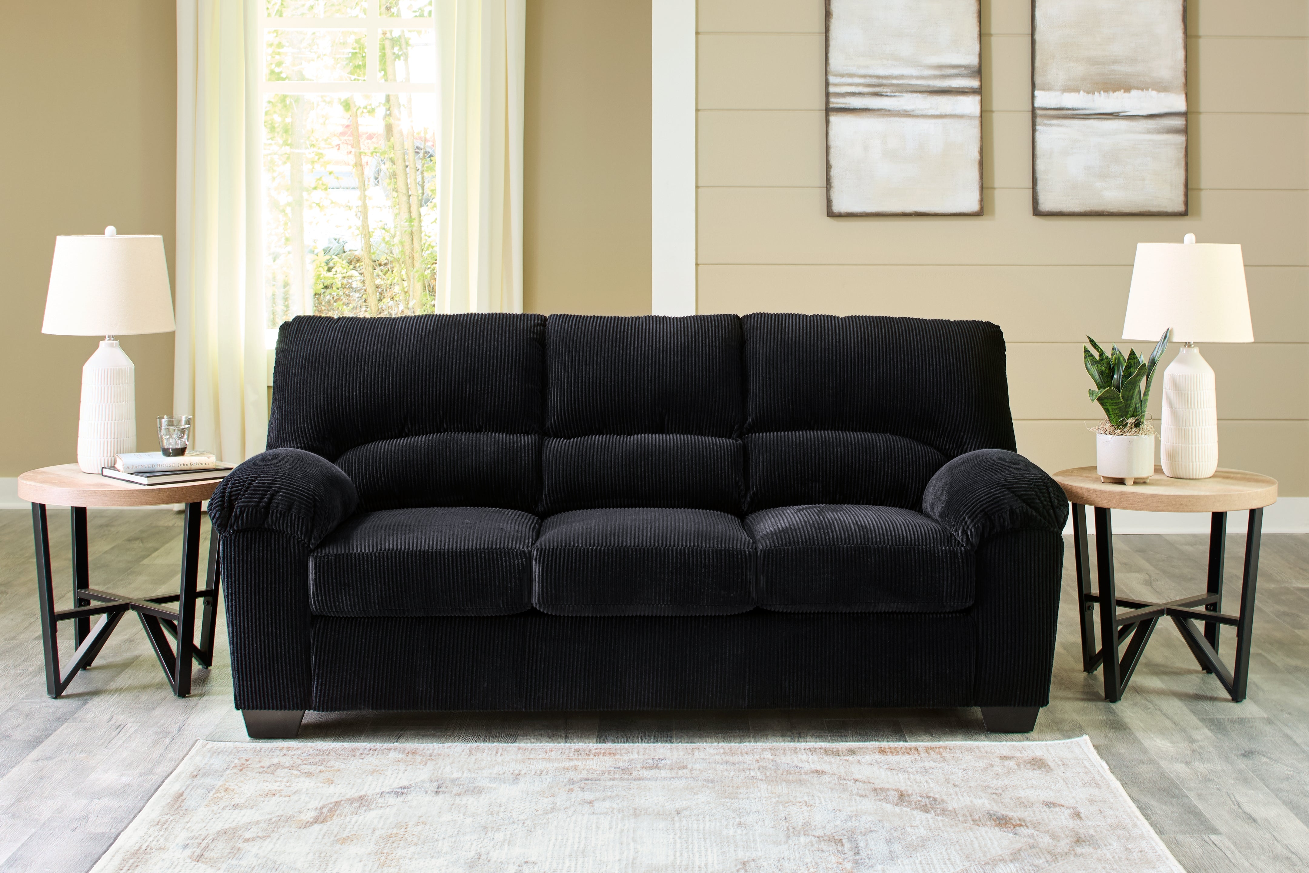 Ashley Furniture - Simplejoy Sofa - Onyx - Black Fabric - Sofas - Additional View 1