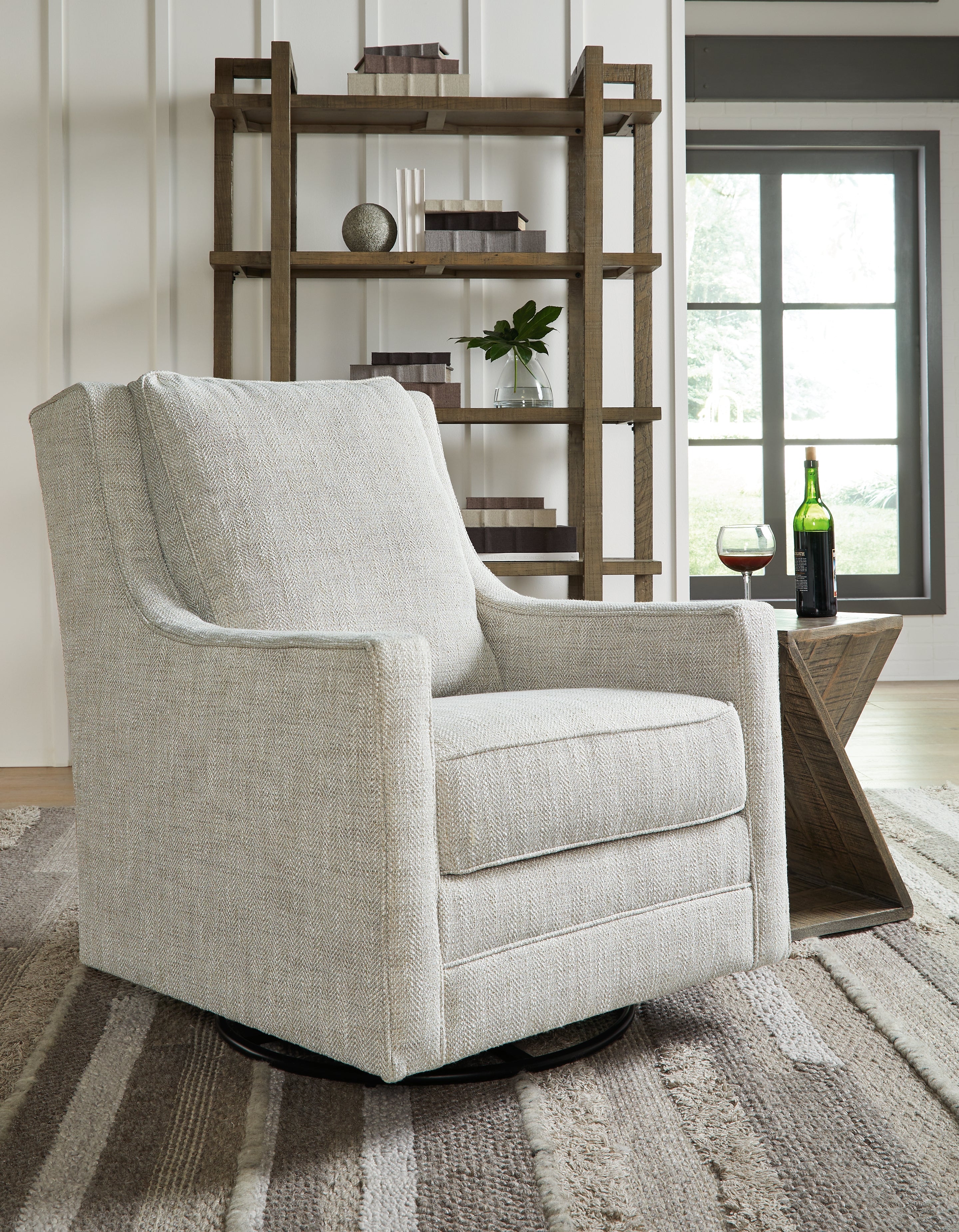 Ashley Furniture - KAMBRIA FOG SWIVEL GLIDER CHAIR - Pearl Silver Fabric - Chairs - Additional View 1