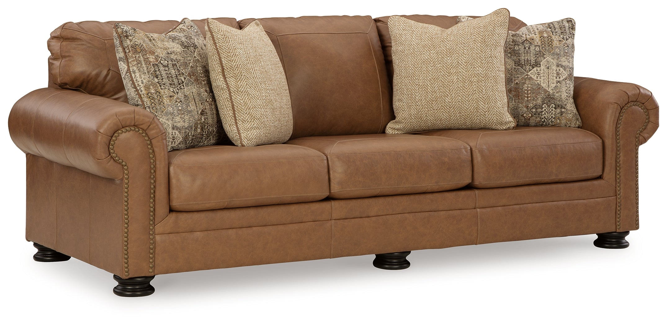 Ashley Furniture - Carianna Caramel Leather Sofa - Light Brown Leather Match - Sofas