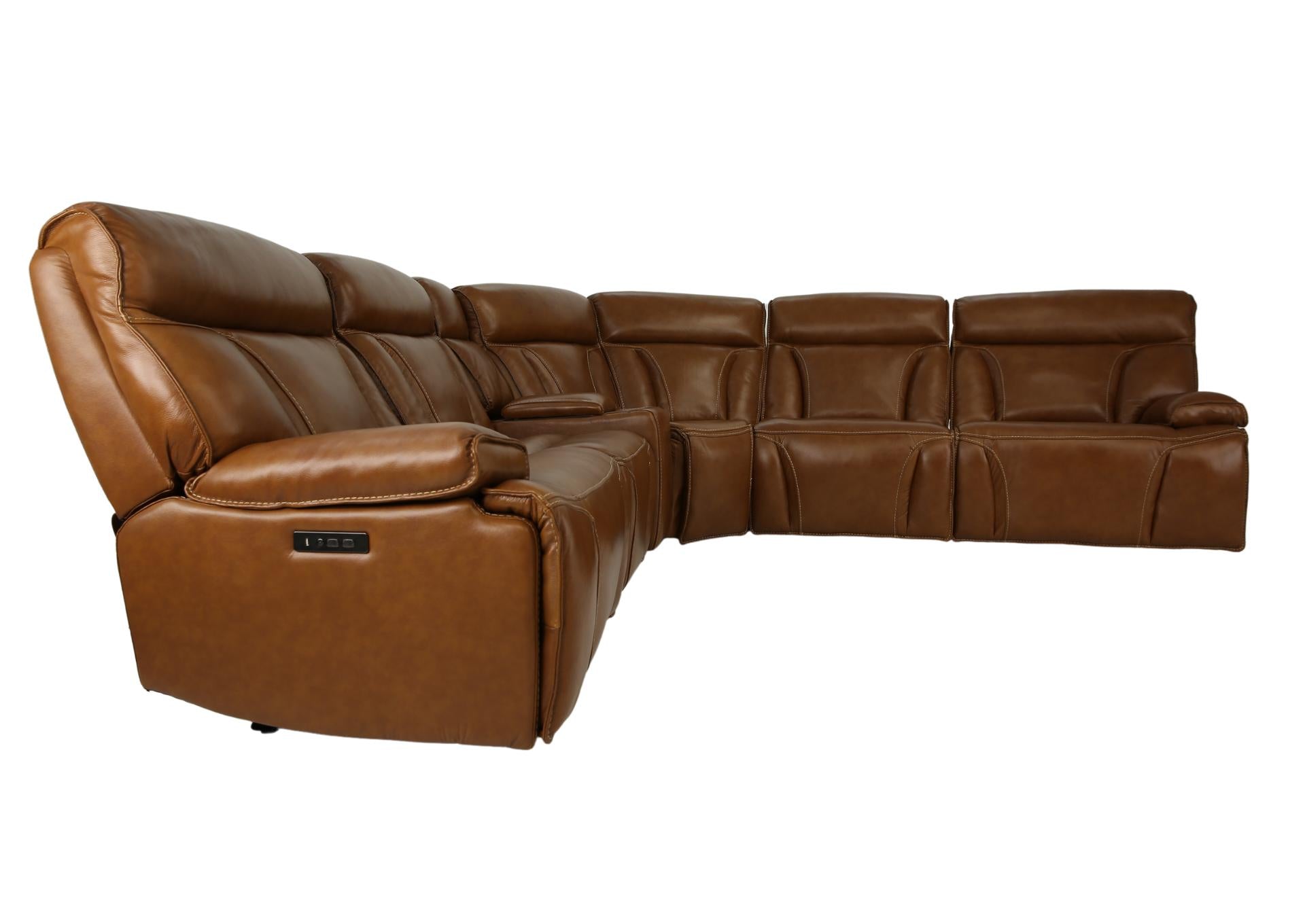 Benelli Leather 6 Piece Power Zero G Sectional - Buckskin - Additional View 1