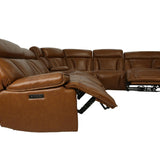 Benelli Leather 6 Piece Power Zero G Sectional - Buckskin - Additional View 2