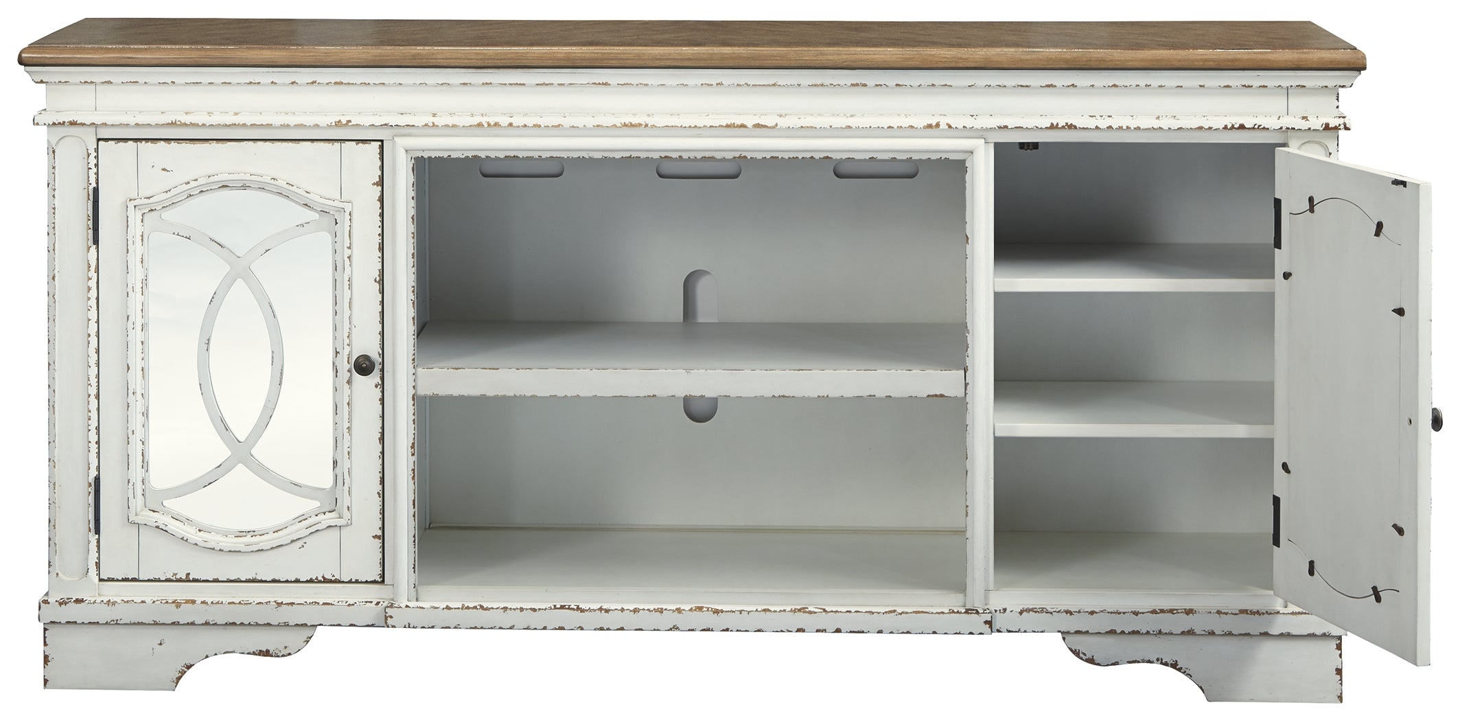 Ashley Furniture - REALYN MEDIA CONSOLE - White Glass|Wood - TV Stands - Additional View 2