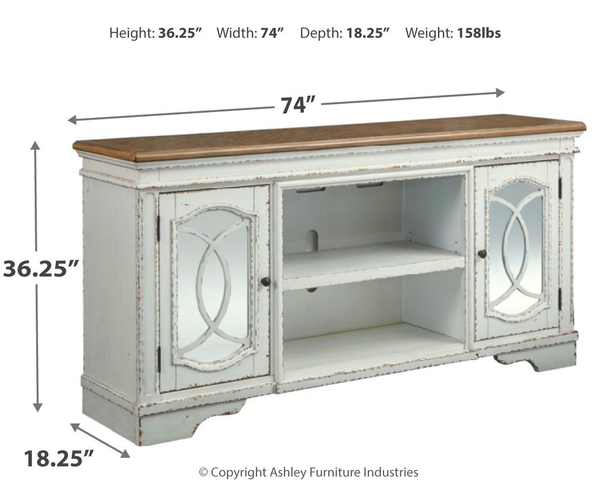 Ashley Furniture - REALYN MEDIA CONSOLE - White Glass|Wood - TV Stands - Additional View 3