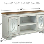 Ashley Furniture - REALYN MEDIA CONSOLE - White Glass|Wood - TV Stands - Additional View 3