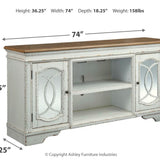 Ashley Furniture - REALYN MEDIA CONSOLE - White Glass|Wood - TV Stands - Additional View 3