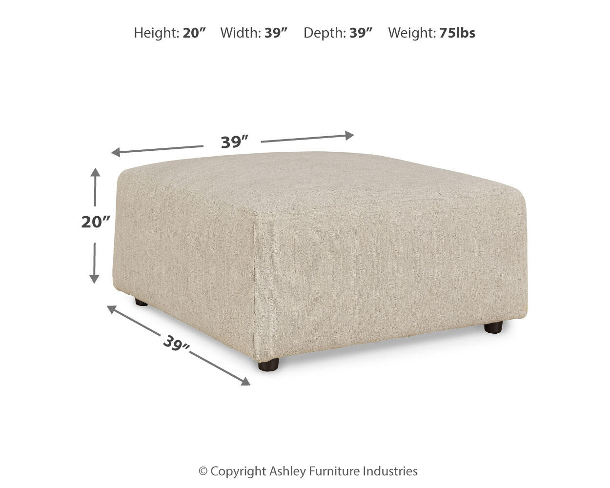 Ashley Furniture - Edenfield Oversized Ottoman - Linen - Pearl Silver Fabric - Ottomans - Additional View 4