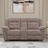Steve Silver Furniture - SYDNEY RECLINING GLIDER LOVESEAT - Light Brown Fabric - Loveseats - Additional View 1