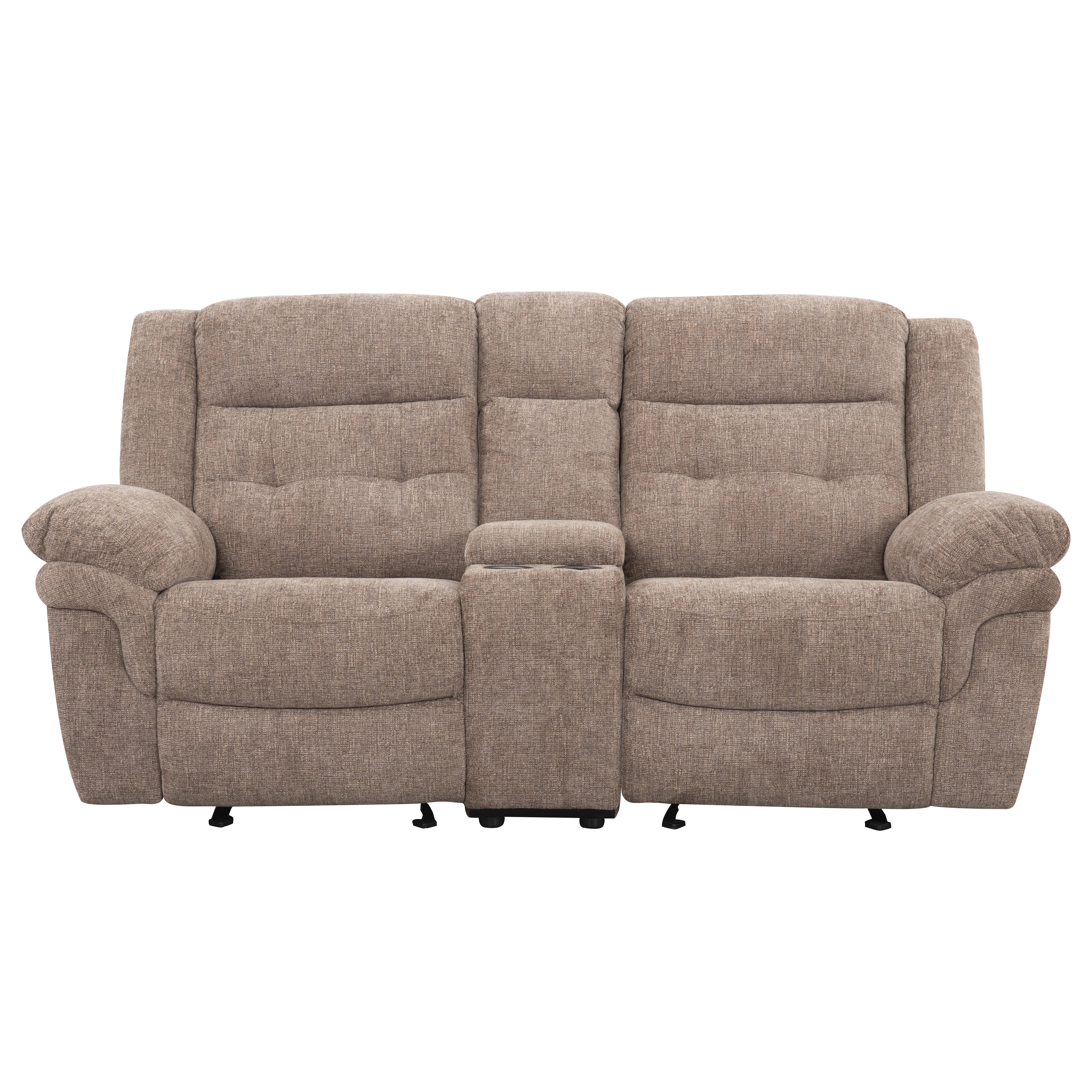 Steve Silver Furniture - SYDNEY RECLINING GLIDER LOVESEAT - Light Brown Fabric - Loveseats - Additional View 2