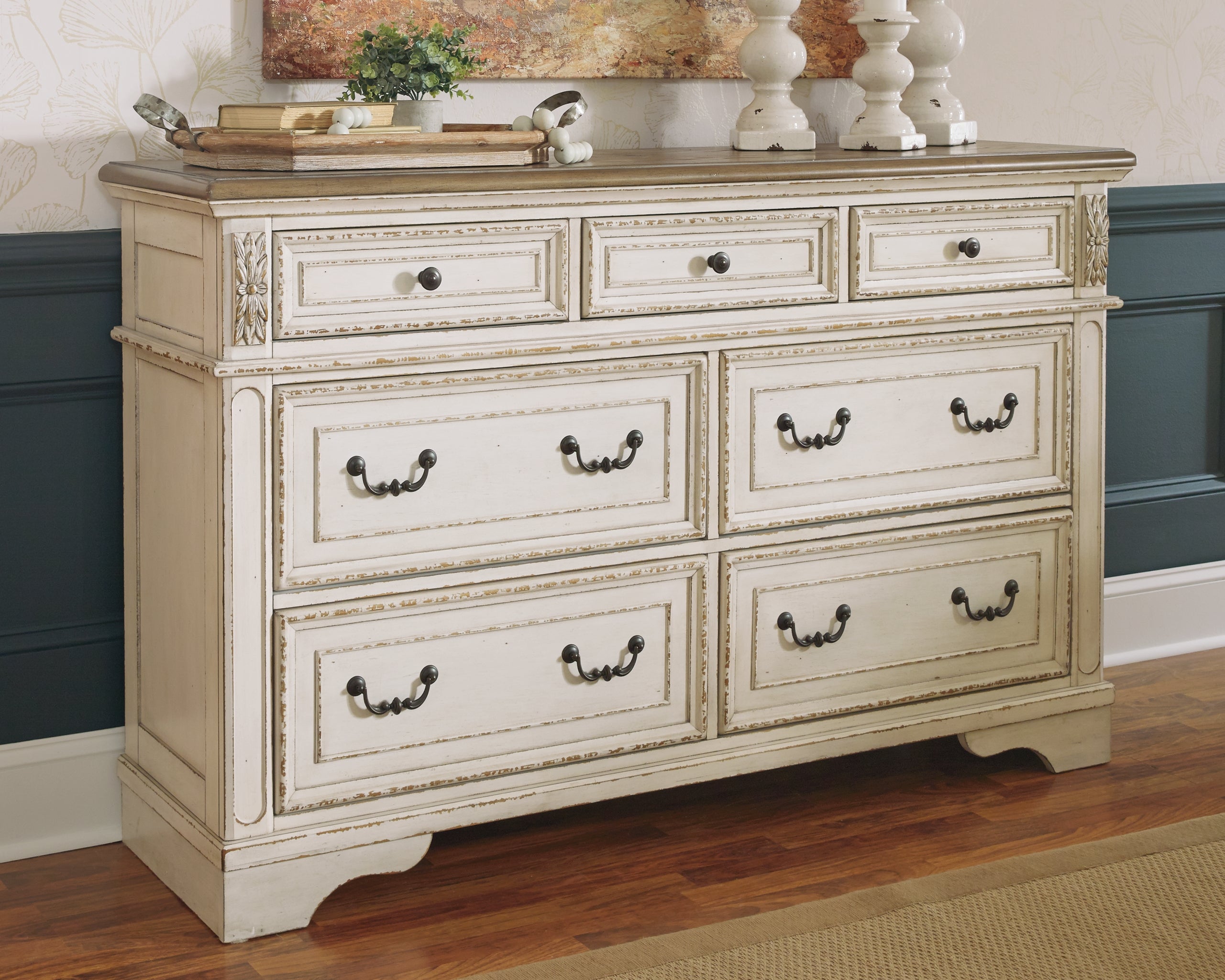 Ashley Furniture - Realyn Dresser - White Wood - Dresser & Mirror
