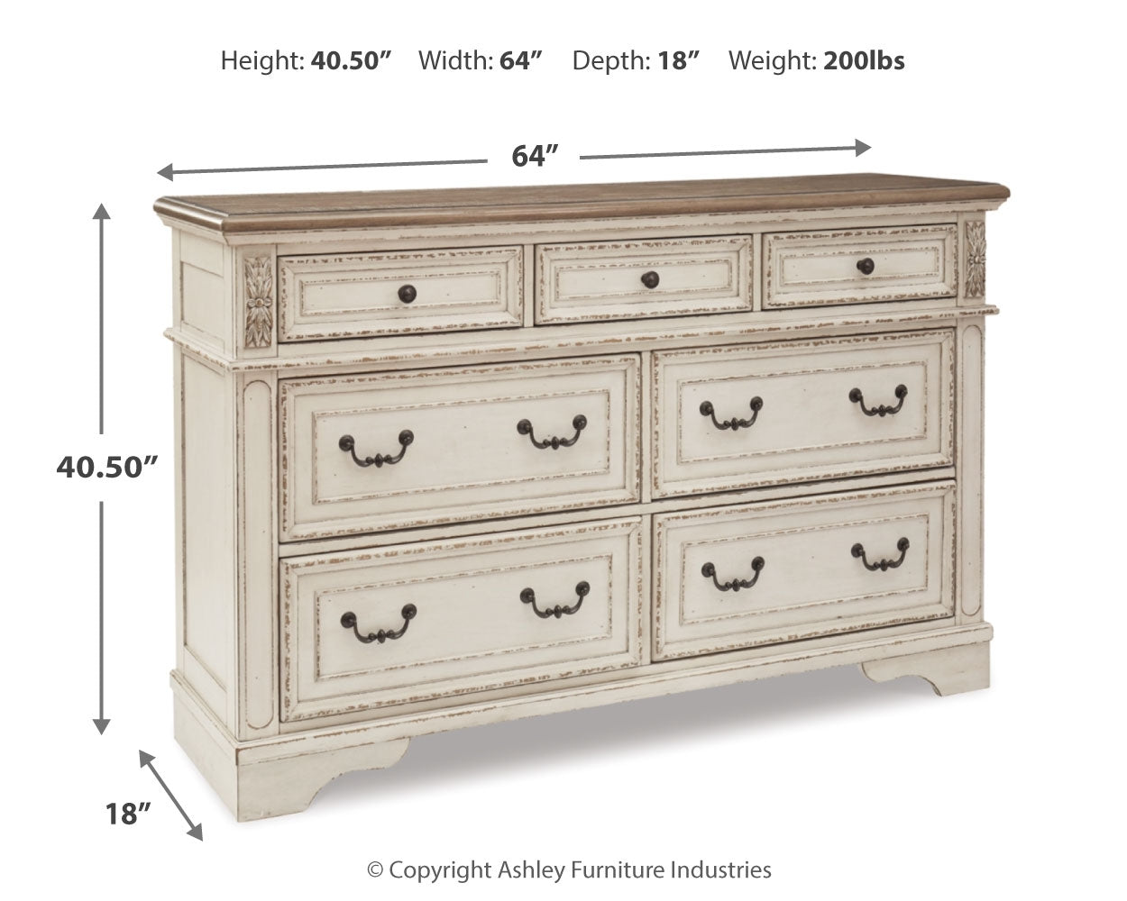 Ashley Furniture - Realyn Dresser - White Wood - Dresser & Mirror - Additional View 3