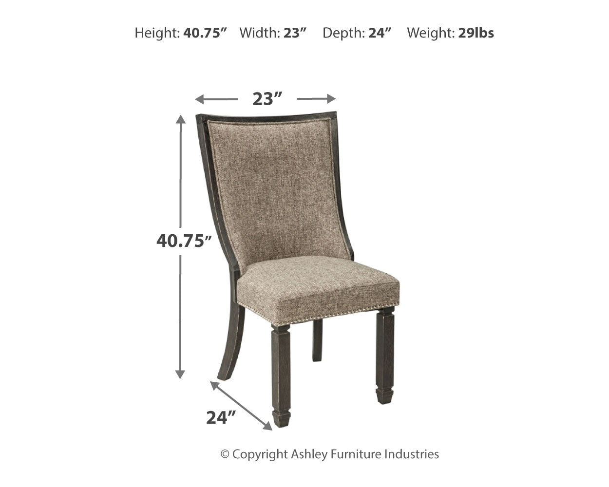 Ashley Furniture - TYLER CREEK UPH BACK SIDE CHAIR - Beige Fabric|Wood - Chairs - Additional View 4