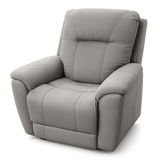 A modern gray upholstered recliner chair with padded armrests and a segmented backrest, shown on a clean white background.