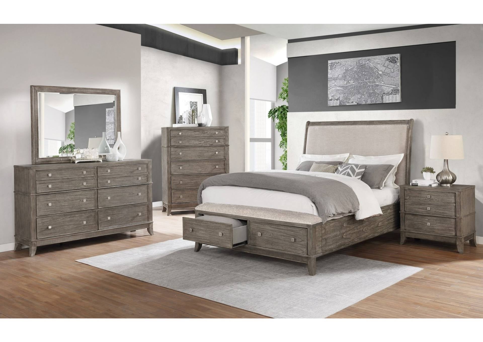 MINDI BRUSHED GRAY QUEEN BED - Additional View 1