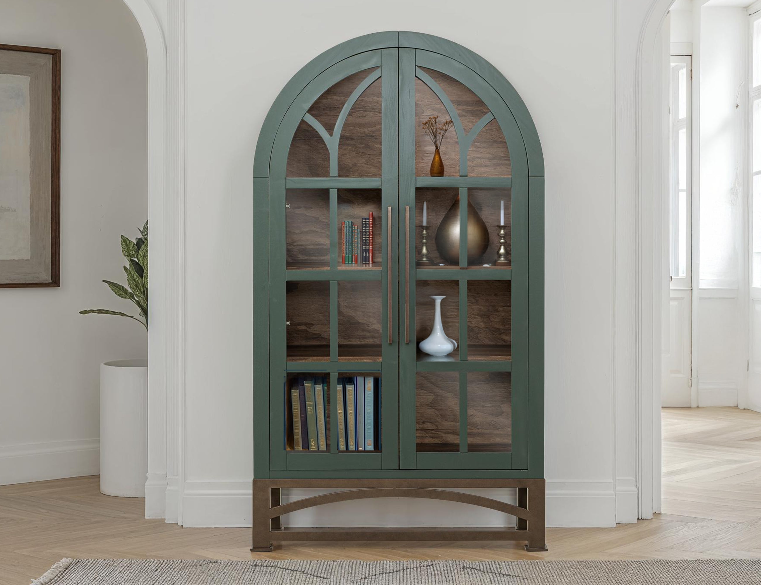 International Furniture Direct - OBSIDIAN GREEN CABINET - Dark Green Wood - Cabinets - Additional View 3