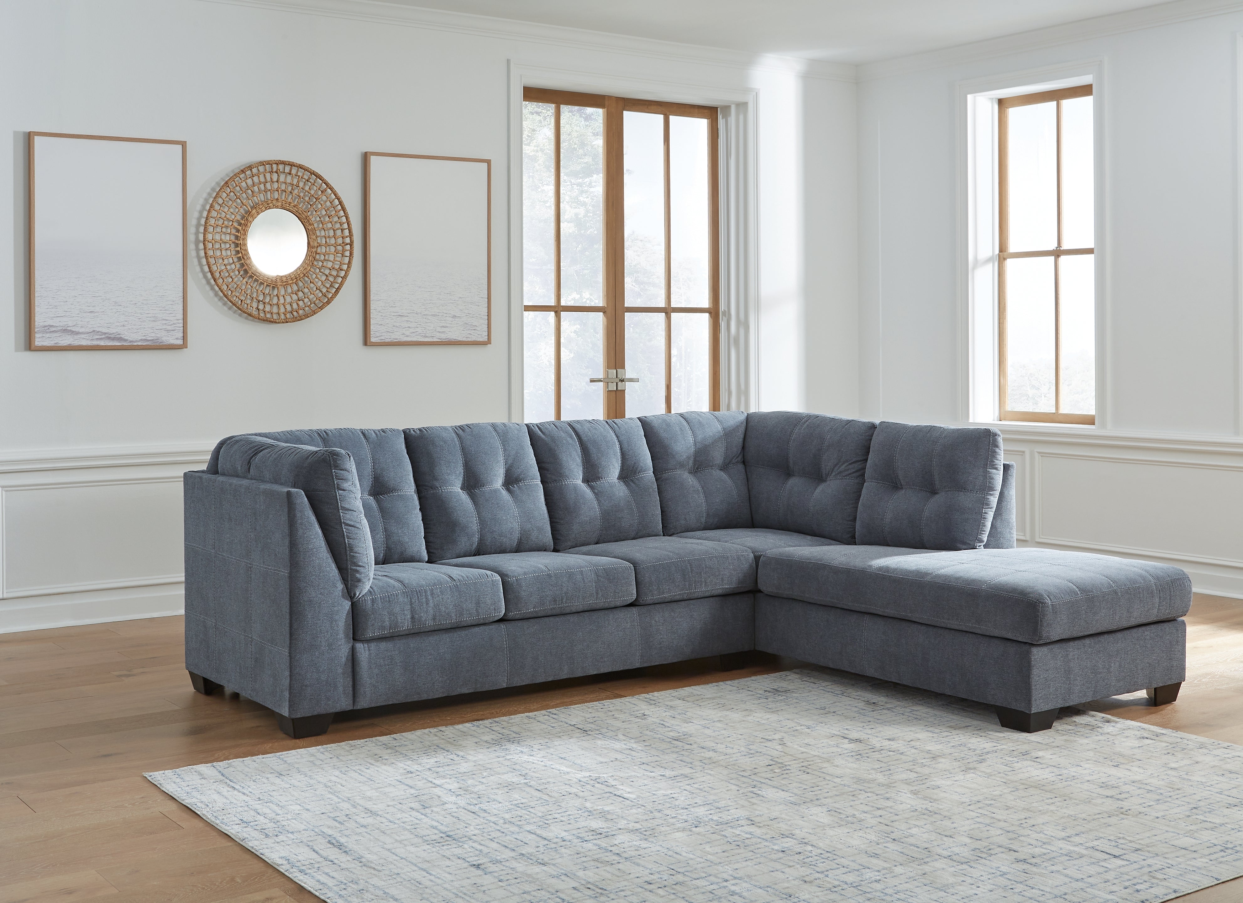 Ashley Furniture - Marrelton 2 Piece Sectional - Denim - Blue Fabric - Sectionals - Additional View 2