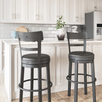 Ashley Furniture - Valebeck 30" Swivel Barstool - Black - Metal|Wood|Leather Match - Stools - Additional View 1