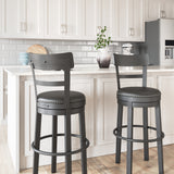 Ashley Furniture - Valebeck 30" Swivel Barstool - Black - Metal|Wood|Leather Match - Stools - Additional View 1