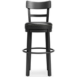 Ashley Furniture - Valebeck 30" Swivel Barstool - Black - Metal|Wood|Leather Match - Stools - Additional View 2