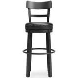 Ashley Furniture - Valebeck 30" Swivel Barstool - Black - Metal|Wood|Leather Match - Stools - Additional View 2