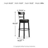 Ashley Furniture - Valebeck 30" Swivel Barstool - Black - Metal|Wood|Leather Match - Stools - Additional View 3