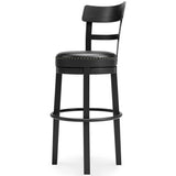 Ashley Furniture - Valebeck 30" Swivel Barstool - Black - Metal|Wood|Leather Match - Stools - Additional View 4