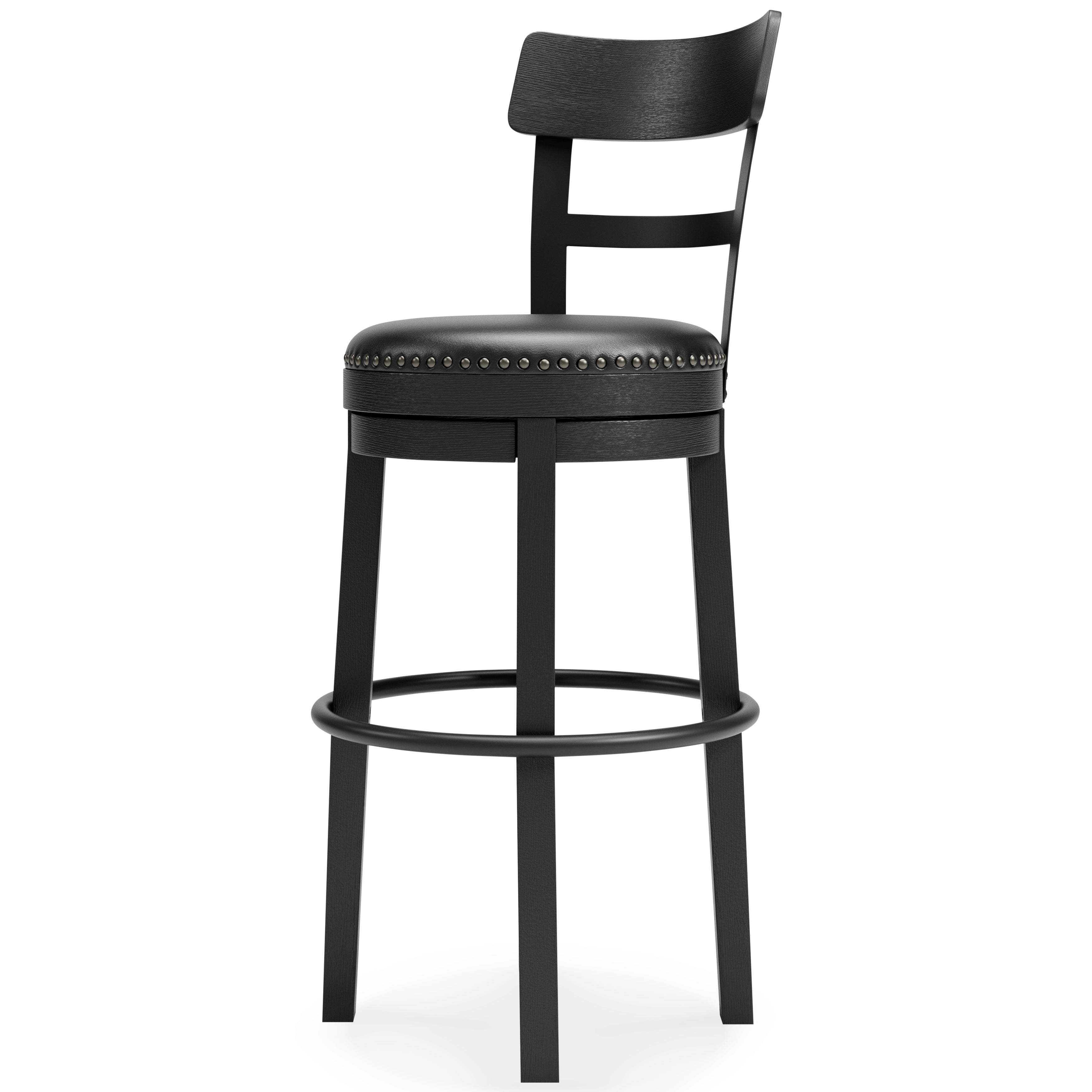 Ashley Furniture - Valebeck 30" Swivel Barstool - Black - Metal|Wood|Leather Match - Stools - Additional View 4