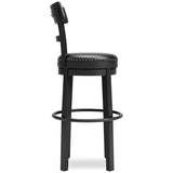Ashley Furniture - Valebeck 30" Swivel Barstool - Black - Metal|Wood|Leather Match - Stools - Additional View 5