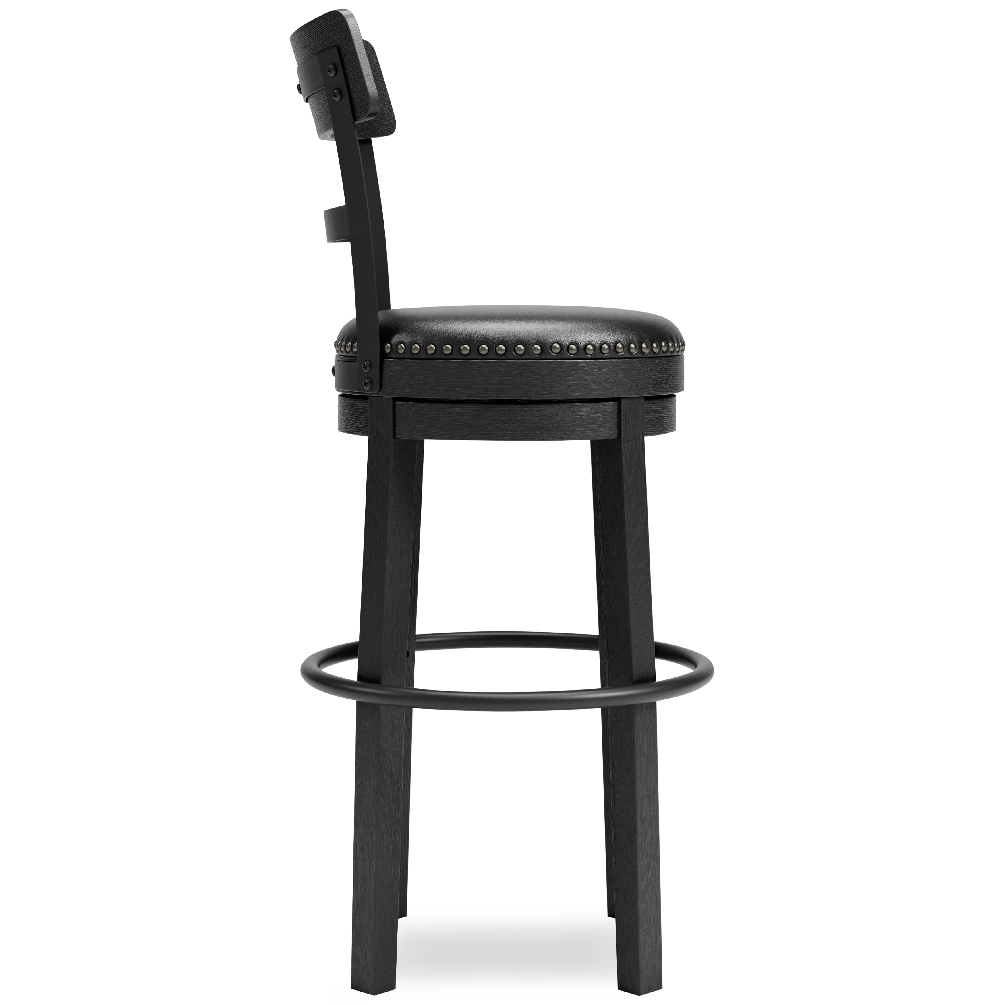 Ashley Furniture - Valebeck 30" Swivel Barstool - Black - Metal|Wood|Leather Match - Stools - Additional View 5