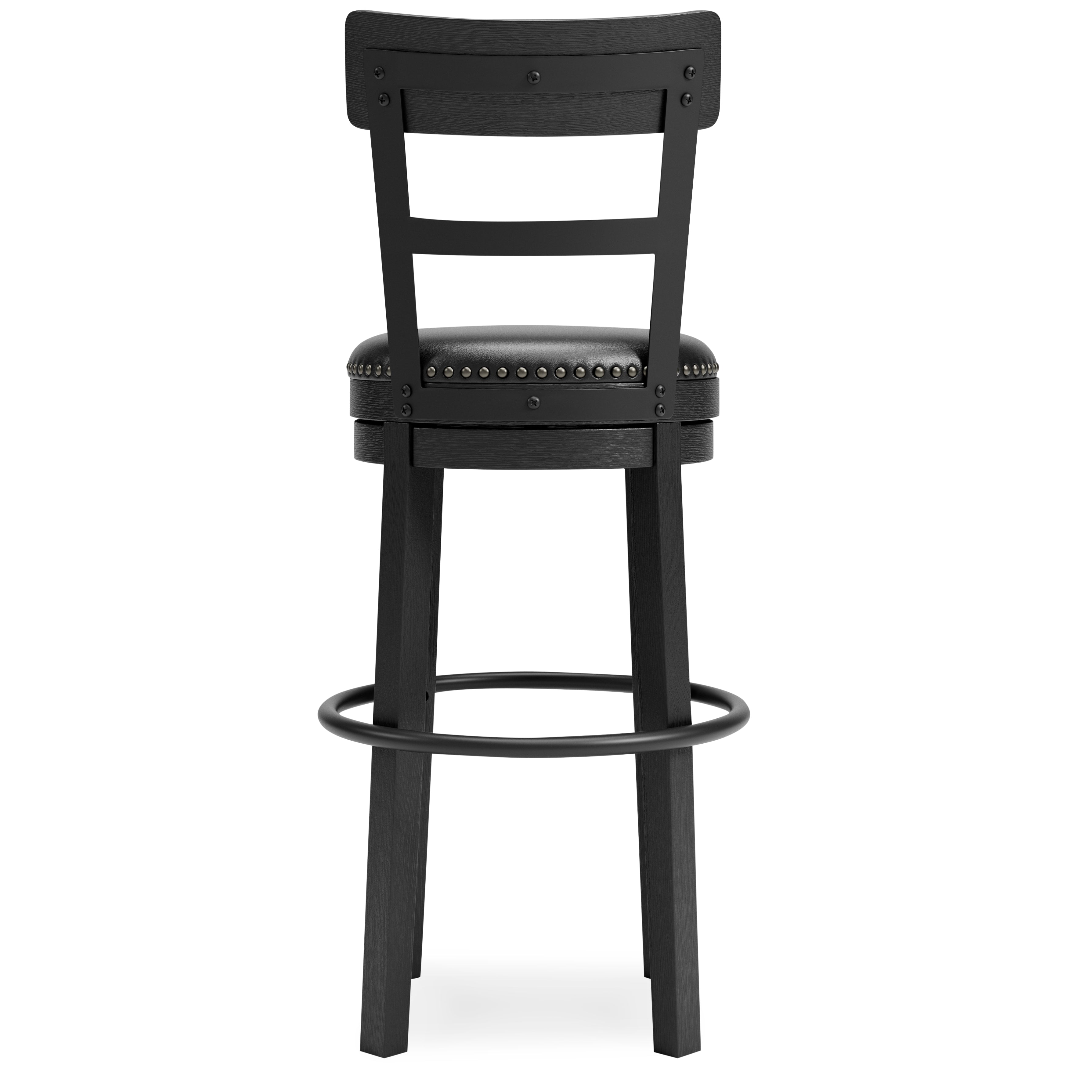 Ashley Furniture - Valebeck 30" Swivel Barstool - Black - Metal|Wood|Leather Match - Stools - Additional View 6