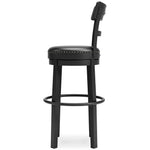 Ashley Furniture - Valebeck 30" Swivel Barstool - Black - Metal|Wood|Leather Match - Stools - Additional View 7