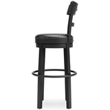 Ashley Furniture - Valebeck 30" Swivel Barstool - Black - Metal|Wood|Leather Match - Stools - Additional View 7