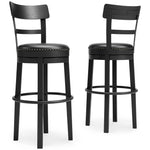 Ashley Furniture - Valebeck 30" Swivel Barstool - Black - Metal|Wood|Leather Match - Stools - Additional View 8
