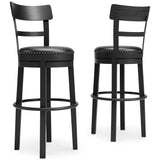 Ashley Furniture - Valebeck 30" Swivel Barstool - Black - Metal|Wood|Leather Match - Stools - Additional View 8