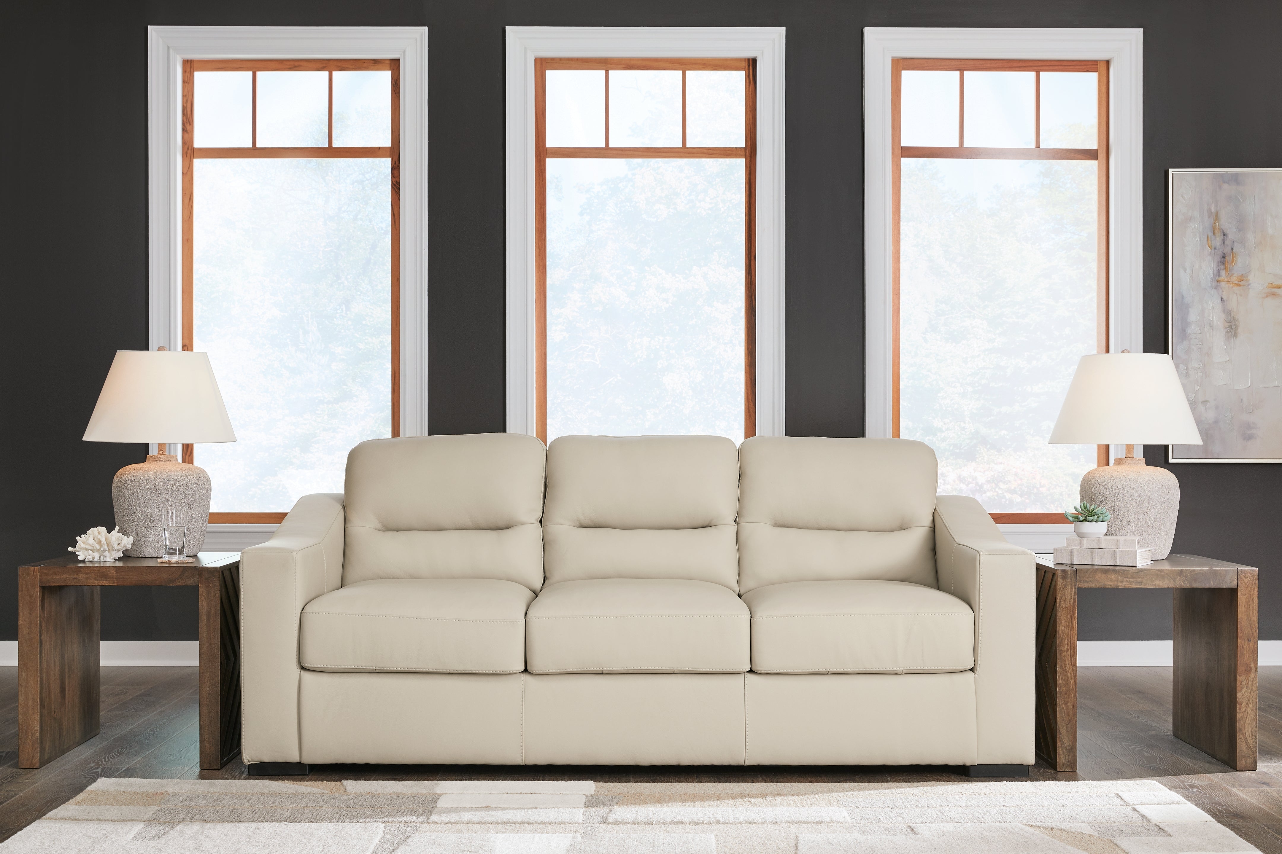 Ashley Furniture - TRESURE TROVE ALMOND SOFA - White Leather Match - Sofas - Additional View 1