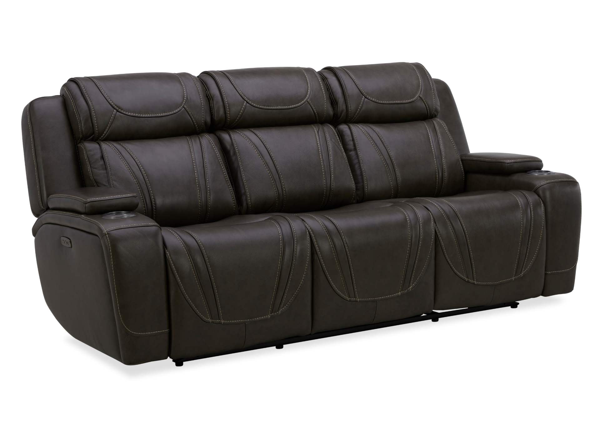 Boston Leather Power Sofa With Drop Down Table - Charcoal - Additional View 1