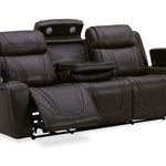 Boston Leather Power Sofa With Drop Down Table - Charcoal - Additional View 2